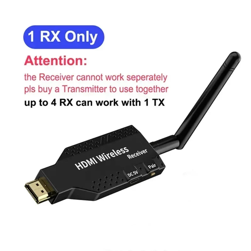 1080P 50M 5G Wireless HDMI Transmitter & Receiver – Audio Video Extender for PC, Camera to TV/Projector