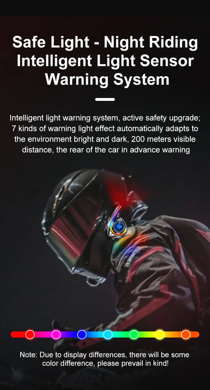 KEBIDUMEI Y21 Motorcycle Helmet Bluetooth Headset — Earphone Music Player with FM Radio & SOS Warning Light