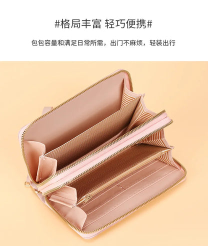 Long Women’s PU Leather Wallet – Double Zipper Tassel Clutch with Coin Purse & Card Holder