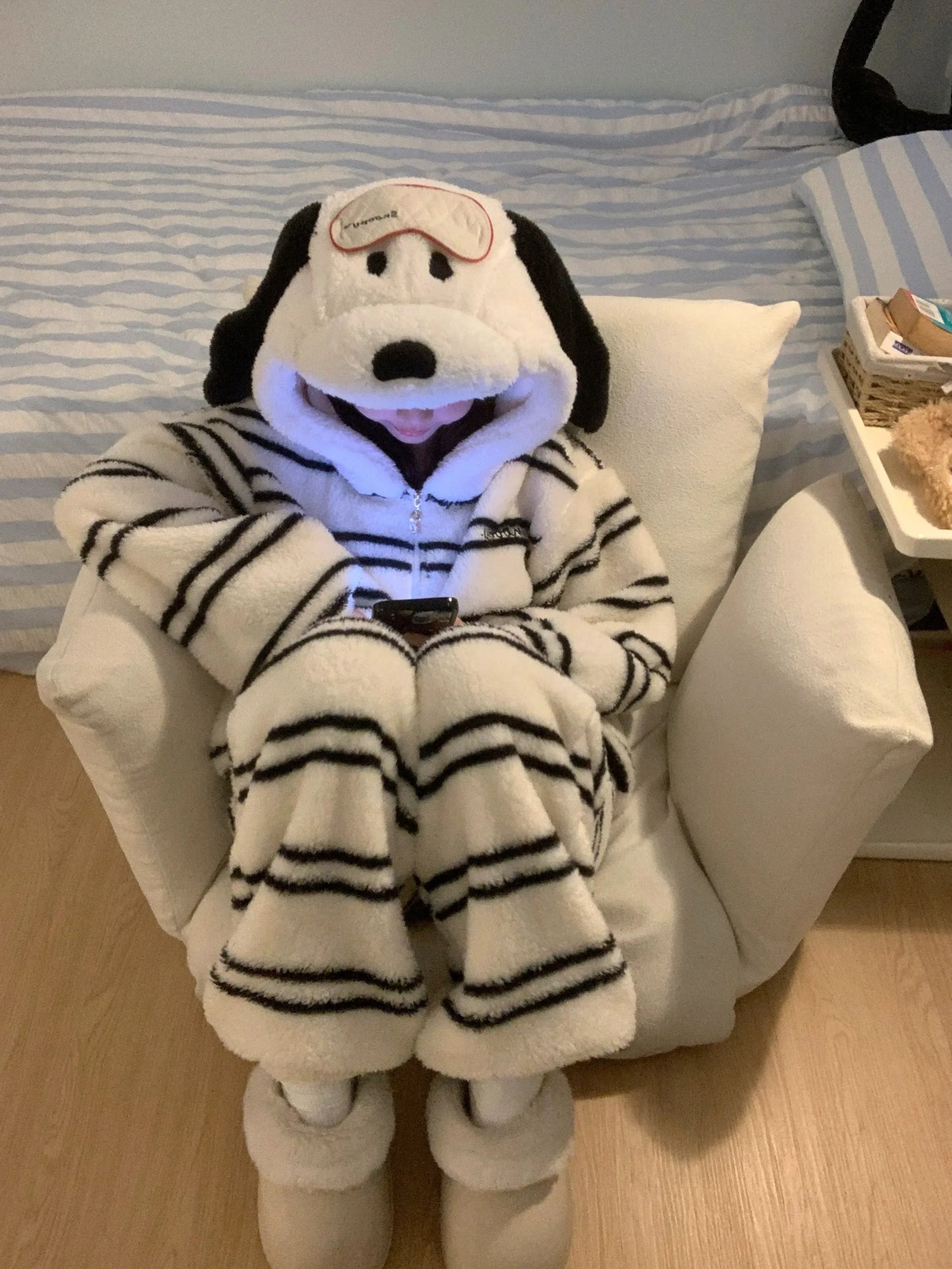 Halloween Snoopy Flannel Pajamas – Hooded Kawaii Anime Cartoon Pajamas for Kids & Adults, Cozy Autumn Homewear
