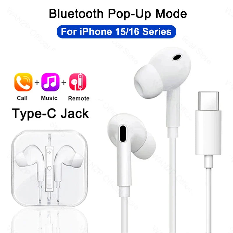 Wired Stereo Earphones for Apple iPhone 7–16 & iPad — 3.5mm Headphones for iPhone, Tablet, Laptop