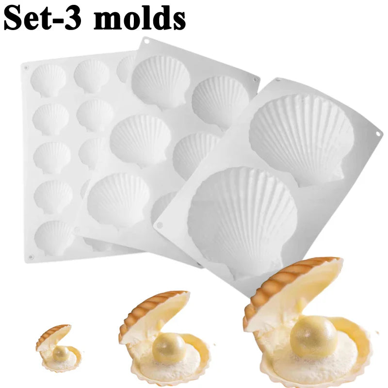 Meibum Marine Theme Silicone Cake Molds – Shell & Pearl Design, Food-Grade Baking & Cake Decorating Tools