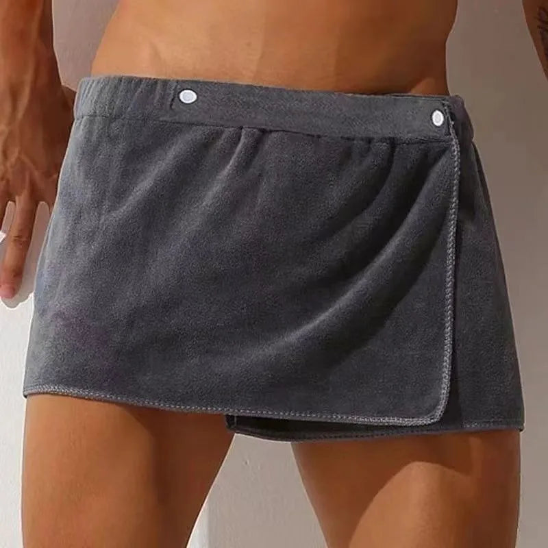 Men’s Absorbent Bath Towel Skirt – Wearable Beach Towel & Swimming Trunks, Anti-Exposure Quick-Dry