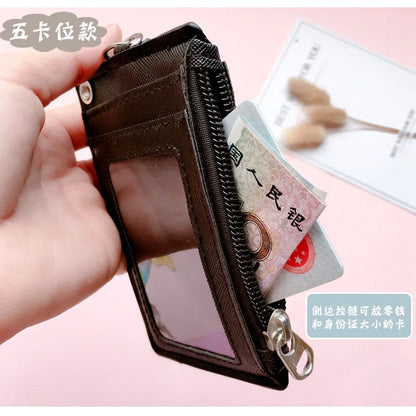 Unisex 5-Bit Badge Reel Business Card Holder with PU Neck Strap & Coin Purse – ID, Bus & IC Card Lanyard