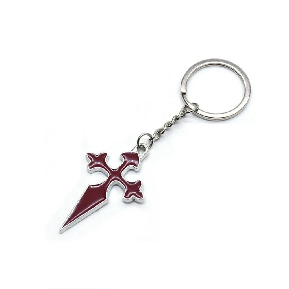Red Enamel Metal Cross Keychain – Unisex Religious Key Ring for Men & Women Fashion Bag Pendant Jewelry Gift