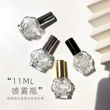 10ml Rose-Shaped Glass Perfume Bottle – Mini Refillable Spray Atomizer for Travel & Cosmetic Mist