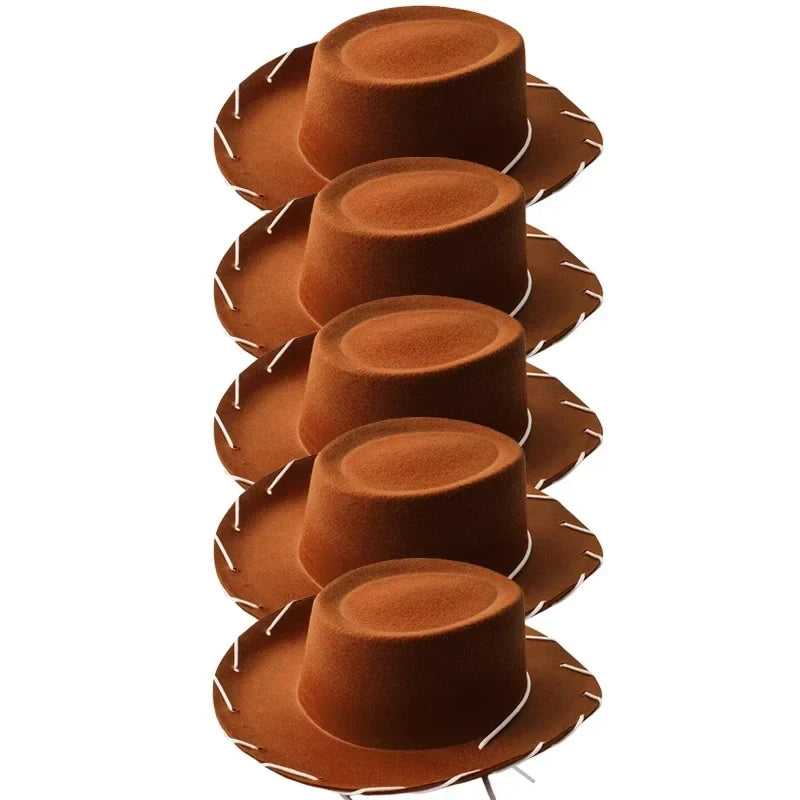 Kids Cowboy Western Hat - Brown Red Costume Accessory for Halloween, Birthday & Theme Parties