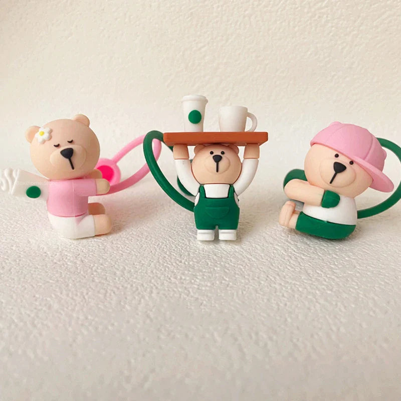 Cute Cartoon Bear Silicone Straw Covers – Dust Plug Cap for 7-8mm Large Caliber Drinking Cups