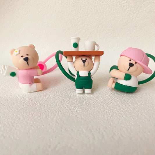 Cute Cartoon Bear Silicone Straw Covers – Dust Plug Cap for 7-8mm Large Caliber Drinking Cups