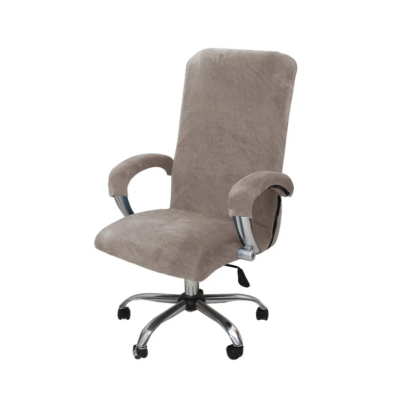 Velvet Office Chair Cover - Black Armchair Protector with Armrest & Gaming Chair Fit