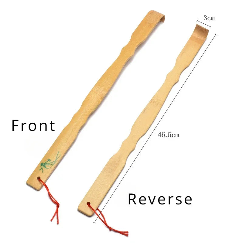 Bamboo Back Scratcher and Body Roller - Durable Wooden Massager Stick