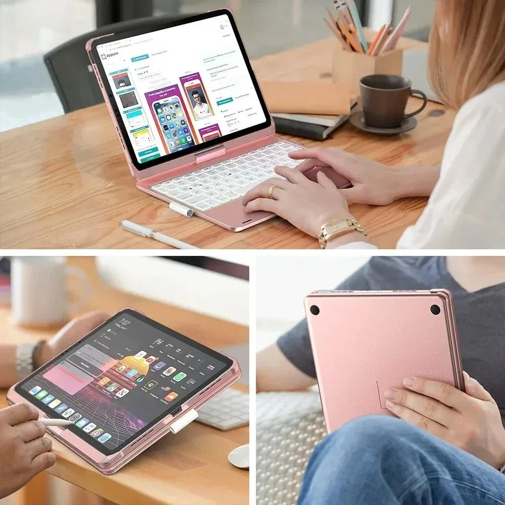 360° Magic Keyboard Case for iPad — Backlit Keyboard Folio for iPad Air 13/11, Pro 12.9/11, iPad 10.5/10.2, Air 4/5 & 10th Gen 10.9-inch