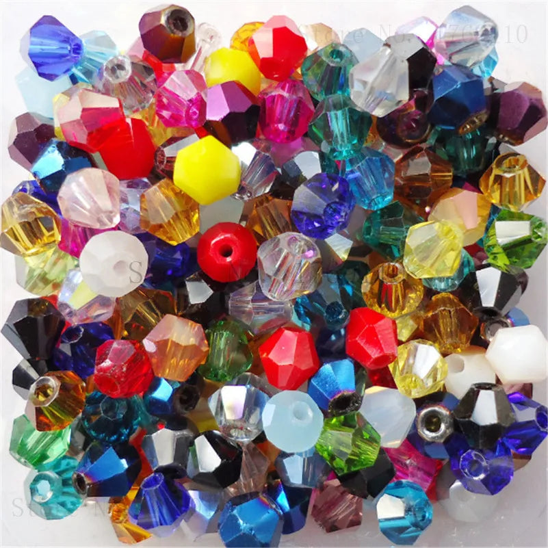 Isywaka 3–8mm Austria Crystal Bicone Glass Beads – Colorful Faceted Loose Spacer Beads for DIY Jewelry Making, Bracelet & Charm Craft Supplies