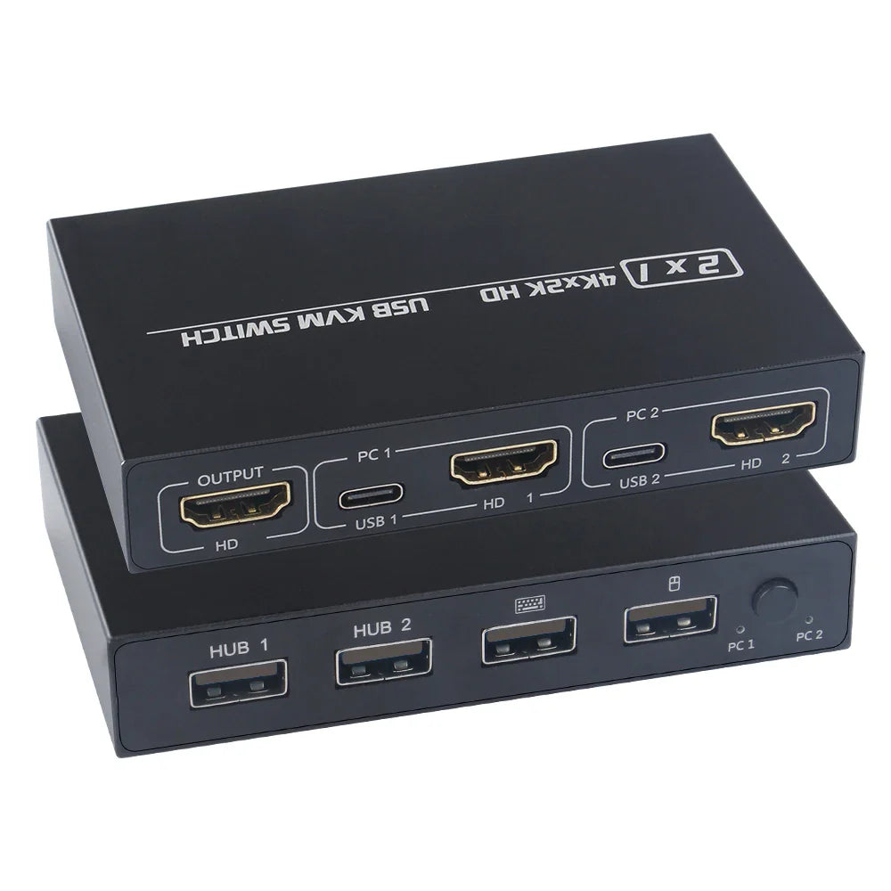 4K 2K HDMI USB KVM Switch 2-in-1 – Dual Computer Share 1 Monitor, Keyboard, Mouse & Printer Support