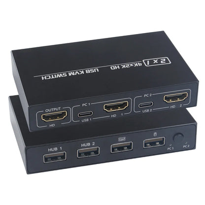 4K 2K HDMI USB KVM Switch 2-in-1 – Dual Computer Share 1 Monitor, Keyboard, Mouse & Printer Support