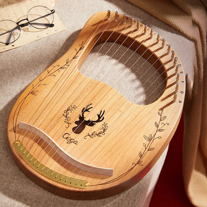 16/21/24-String Lyre Harp – Mahogany Wood Stringed Musical Instrument with Tuning Wrench & Spare Strings