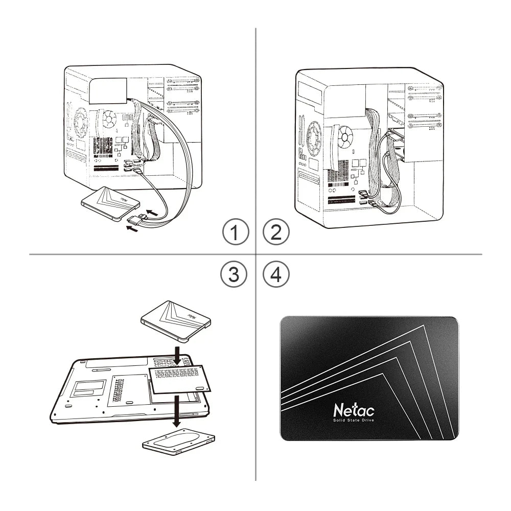 Netac 2.5'' SATA SSD – 128GB to 4TB Internal Solid State Drive for PC, SATA3 Hard Drive