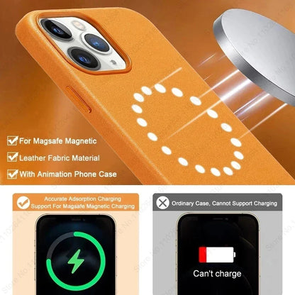 iPhone MagSafe Leather Case - Original Animated Cover for iPhone 13/14/15/16 Pro Max with Magnetic Wireless Charging Support
