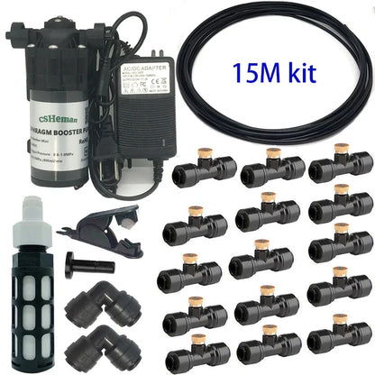 DIY Quiet Misting Cooling Kit – DC24V Pump Fog Nozzle Sprayer System for Patio, Garden, Greenhouse & Backyard Cooling