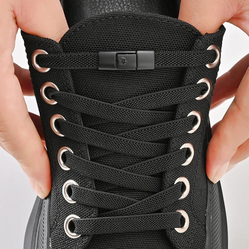8mm No-Tie Elastic Shoelaces – Press Lock Flat Laces for Sneakers, Kids & Adults