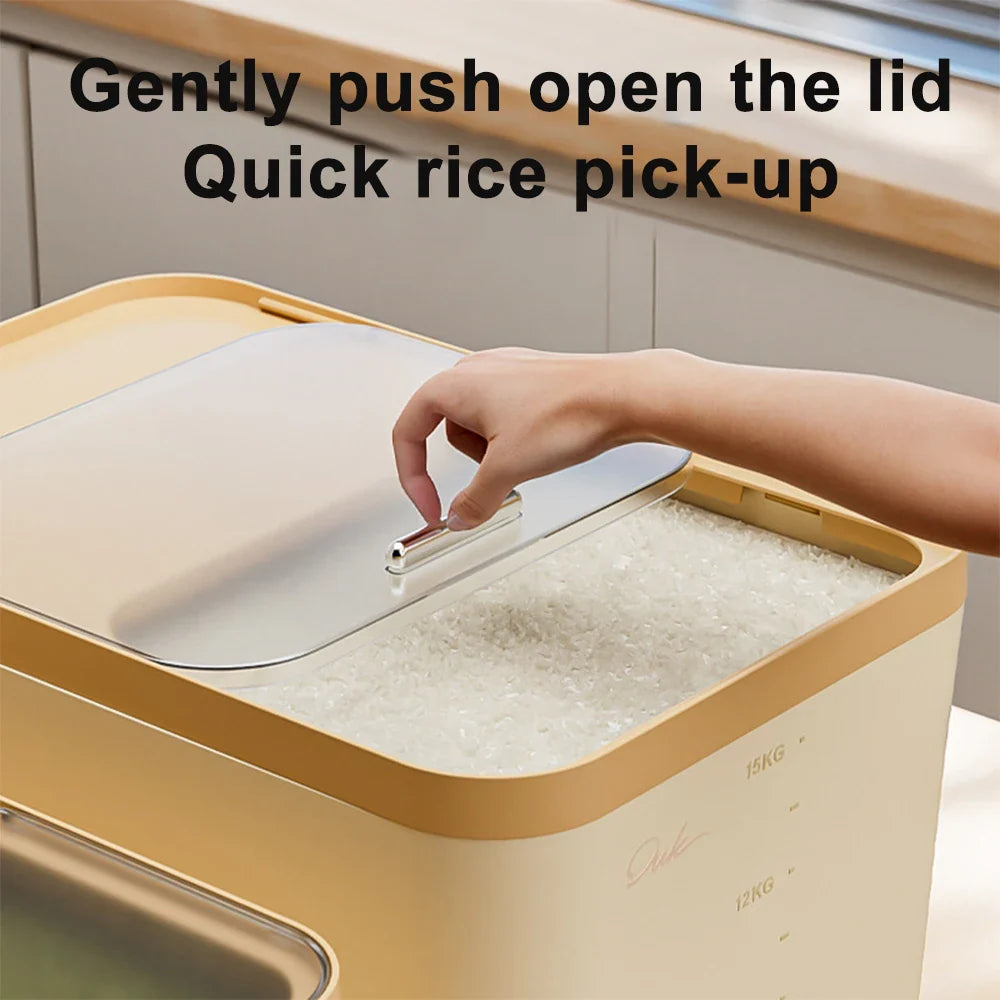10KG Rice Storage Container & Pet Food Box - Sealed Cereal Dispenser with Buckle, Insect-Proof Grain Organizer for Kitchen