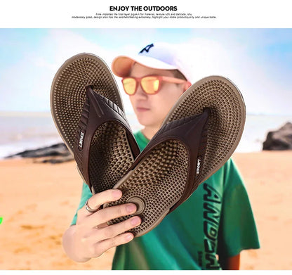 Men's Massage Flip Flops – Breathable Summer Beach Sandals, Luxury Comfort Slippers, Plus Size 46