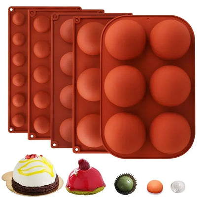 6/8/15/24-Hole Half Sphere Silicone Mold — 3D Brownie, Pudding, Mousse & Chocolate Dessert Baking Tool