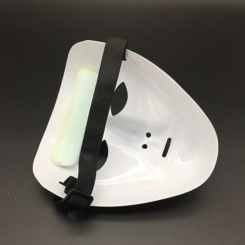 Halloween Masquerade Full Face Mask – Hand-Painted White & Black Gold Death Clown for Adults