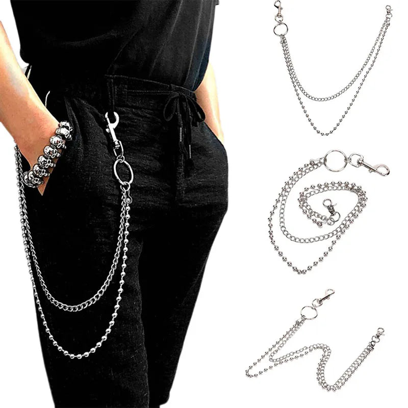 Punk Rock Metal Waist Chain Keychain – Unisex Hip-Hop Jewelry for Jeans, Wallets & Accessories