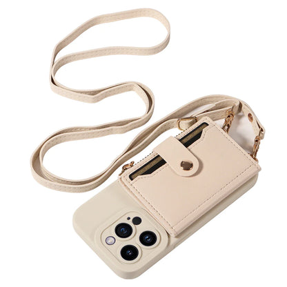 Faux Leather Crossbody Wallet Case for iPhone 16 Pro Max/15/14/13/12/11/XS Max/XR/7/8 Plus – Anti-Drop Phone Cover with Mirror & Card Holder