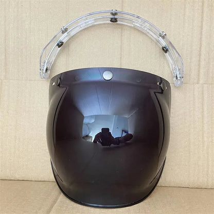 Open Face 3/4 Motorcycle Helmet Visor — Flip-Up Bubble PC Lens Windshield Shield for Casco Moto