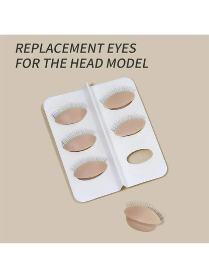 False Eyelash Extension Practice Head - Silicone Training Mannequin with Removable Eyelids for Lash & Tattoo Practice