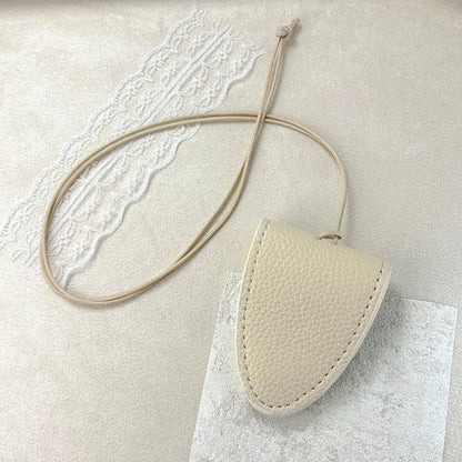 Hanging Neck Eyeglasses Storage Bag with Chain – Unisex Leather Sunglasses Case & Portable Key Holder Pendant