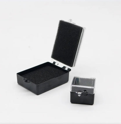 100PCS Dental Implant Storage Box – 1inch & 2inch Plastic Denture Box with Sponge, Blue, Black, White, for Dentistry & Laboratory