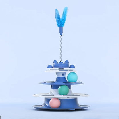 Interactive Cat Toy - Funny Turntable, Wand Stick & Ball Set for Boredom Relief