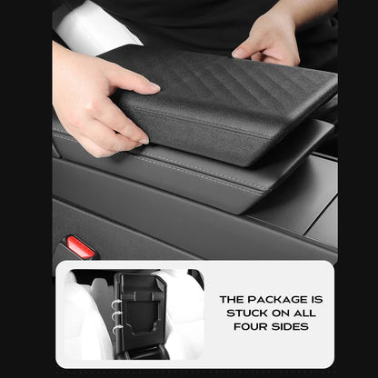 TPE Soft Center Console Armrest Cover – Compatible with Tesla Model Y Launch 2025 & Model 3 Highland 2024 Accessories