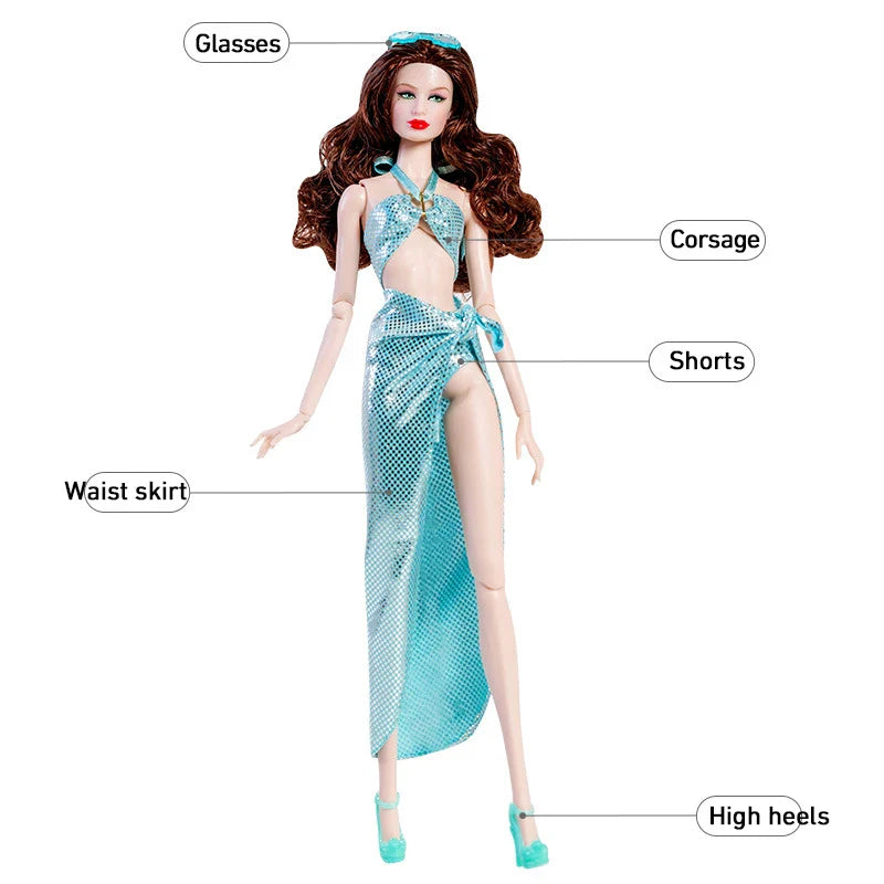 32cm Supermodel Doll Clothes – Fashion Beach Vacation Outfit, Princess Dress DIY Accessories Set, Collector Gift Toy
