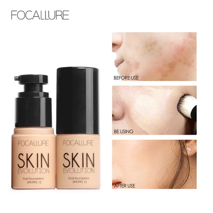 Focallure Liquid Foundation Cream — Full Coverage, Oil-Control Moisturizing Base & Concealer for Women