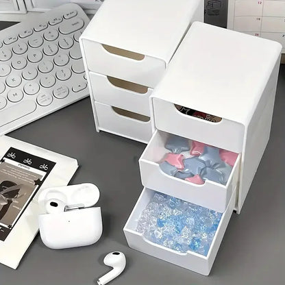 3-Tier Plastic Cosmetic Organizer – Drawer Storage Box for Makeup, Jewelry & Office Supplies