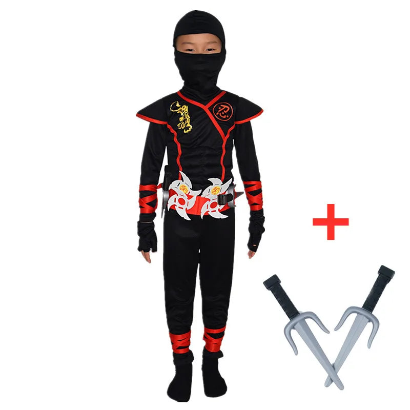 Boys Ninja Deluxe Costume for Kids – Kung Fu Outfit with Weapon Accessories & Bayonet, Halloween Ideas & Gifts