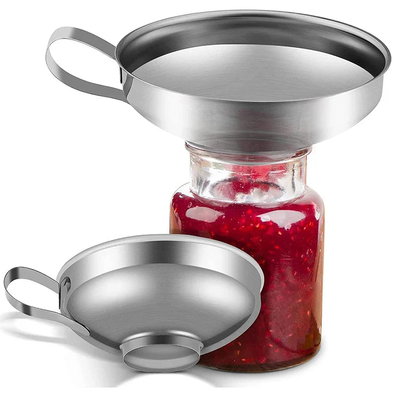 Popular Stainless Steel Wide Mouth Canning Funnel - 2 Sizes, Salad Dressing and Liquid Hopper Filter for Kitchen Tools