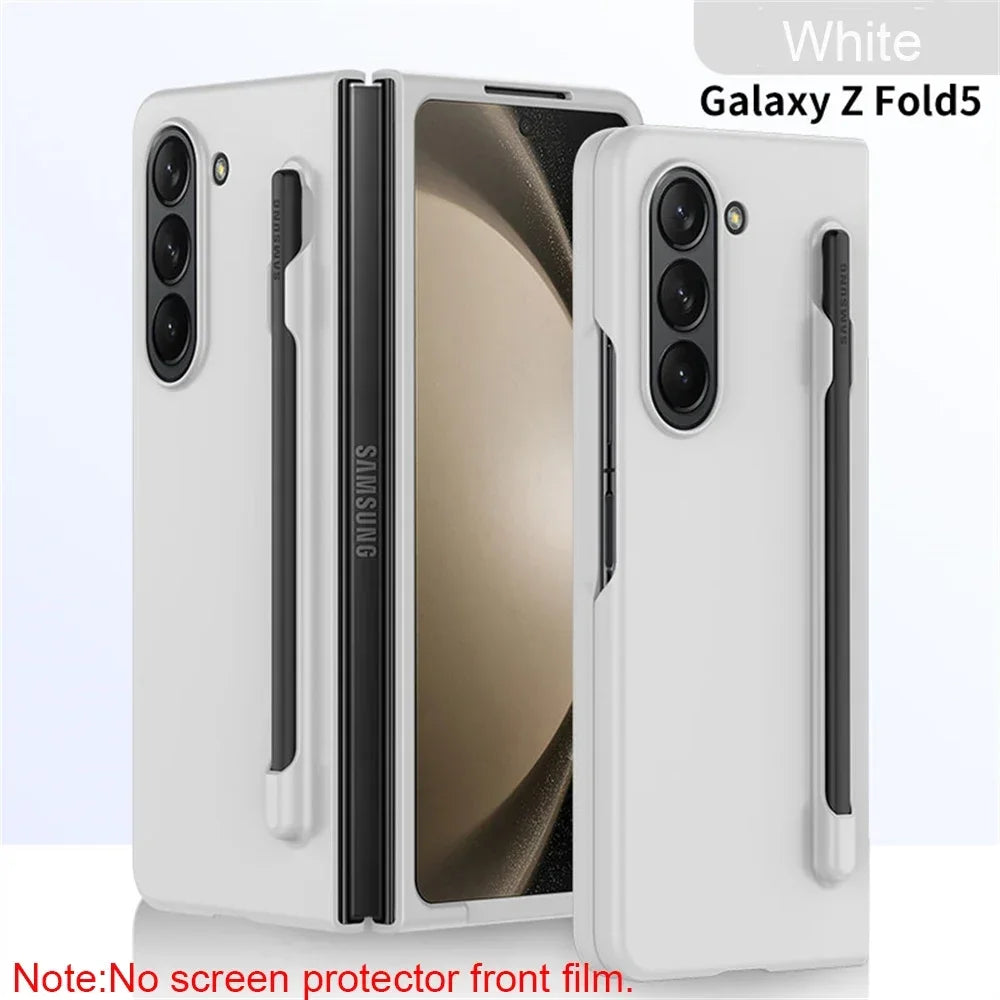Skin Feel Slim Case for Samsung Galaxy Z Fold 6/5/4/3 – Hard Plastic Shockproof Cover with Stylus Pen Slot Holder
