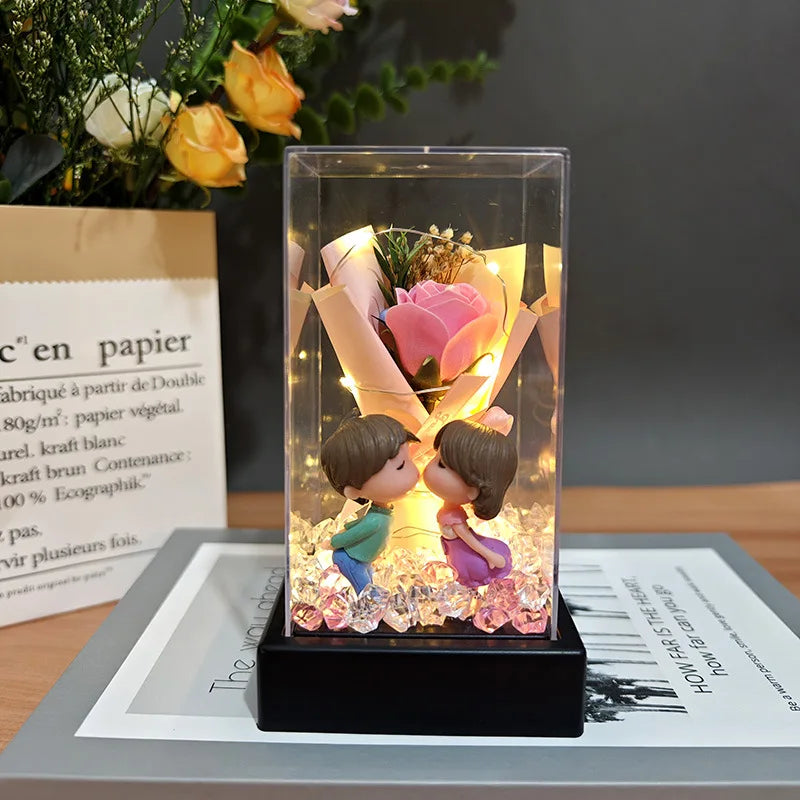 LED Eternal Rose Gift - 24K Gold Foil Flower with Glass Dome Light for Valentine’s Day, Wedding & Special Occasions