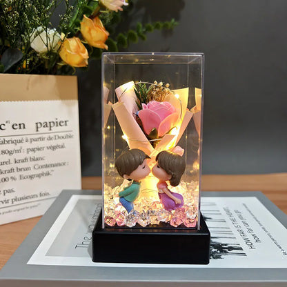LED Eternal Rose Gift - 24K Gold Foil Flower with Glass Dome Light for Valentine’s Day, Wedding & Special Occasions