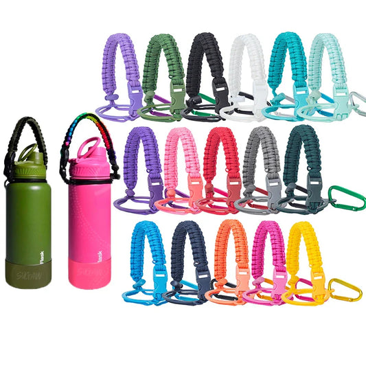 Paracord Rope Holder for Water Bottles – Portable Hand Strap for 12-64oz Wide Mouth Bottles and Cups