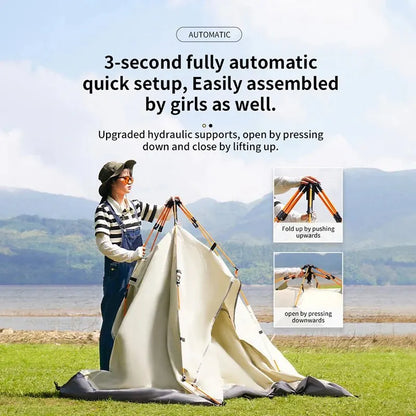 Outdoor Folding Tent – Fully Automatic Quick Opening, 3-4 Person Self-Driving Camping Tent, Rain & Sun Proof, Portable