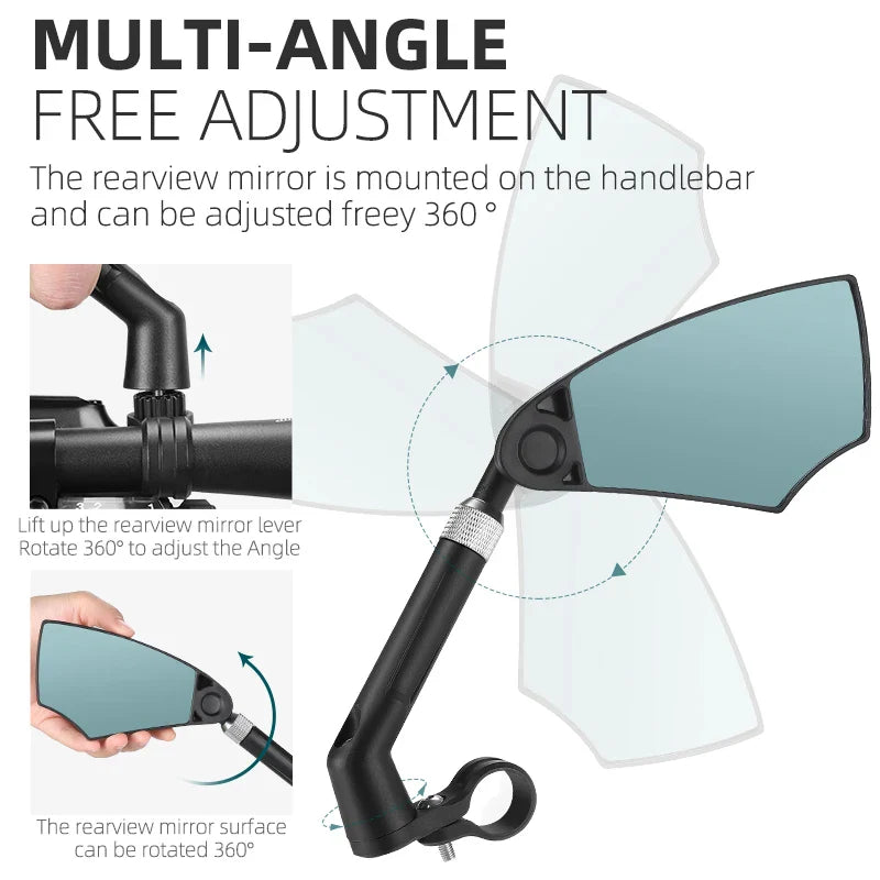 WEST BIKING Anti-Glare Bicycle Mirror – Wide Range Rear View Handlebar Reflector for Electric Scooter & Bike Accessories
