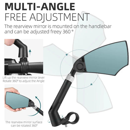 WEST BIKING Anti-Glare Bicycle Mirror – Wide Range Rear View Handlebar Reflector for Electric Scooter & Bike Accessories