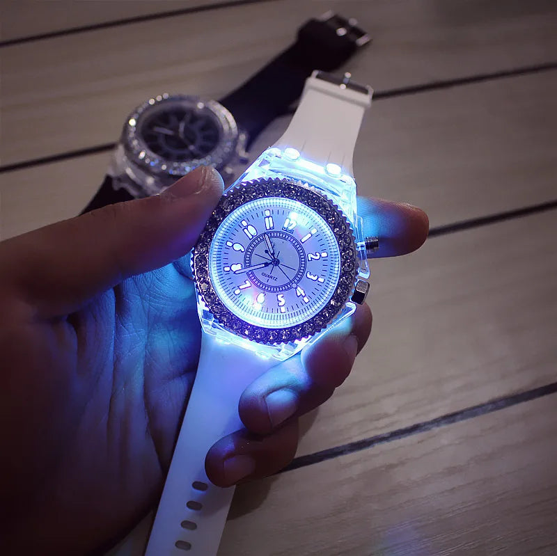 Luminous LED Flash Watch: Trendy Unisex Jelly Wristwatch with 7 Color Lights - Perfect for Students and Lovers