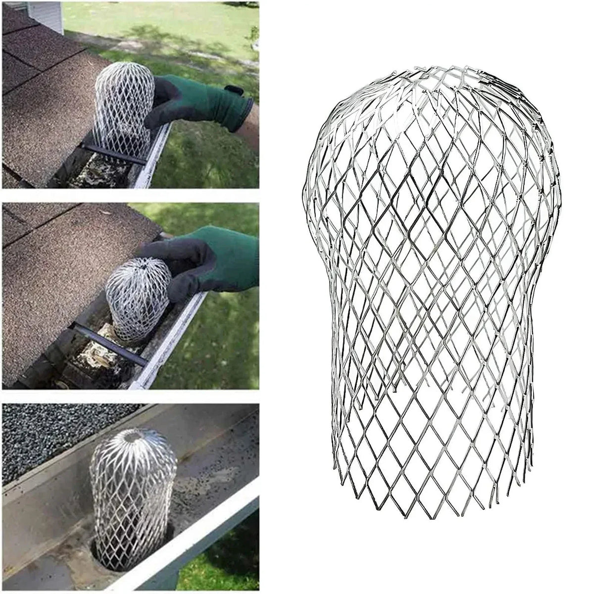 3-Inch Expand Aluminum Rain Gutter Filters - Strainer Stops Blockage from Leaves and Debris - Drain Net Cover for Roof Guard